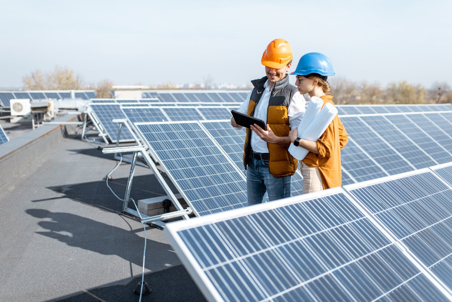 Engineers on a Solar Power Station